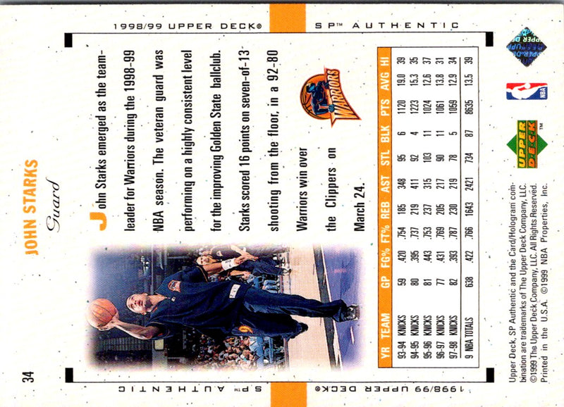 1998 SP Authentic John Starks