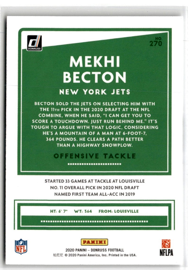 2020 Donruss Press Proofs Green Mekhi Becton