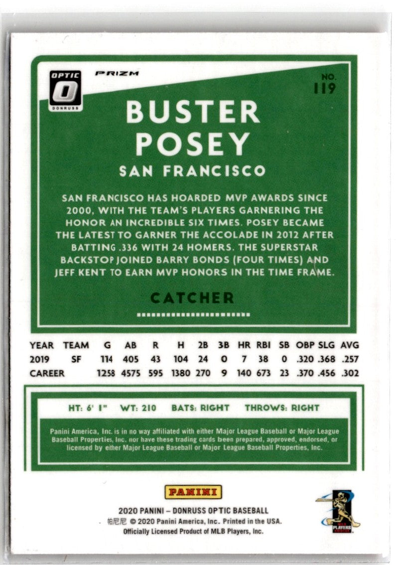 2020 Donruss Optic Pink Buster Posey