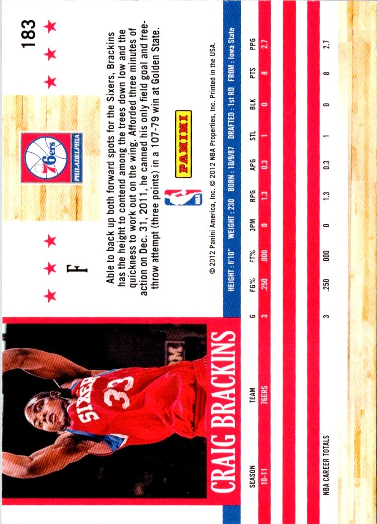2011 Hoops Artist's Proofs Craig Brackins