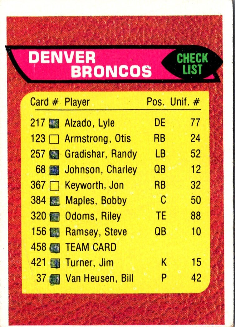 1976 Topps Denver Broncos