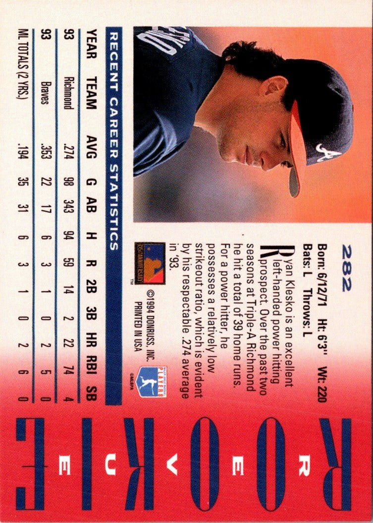 1994 Triple Play Ryan Klesko