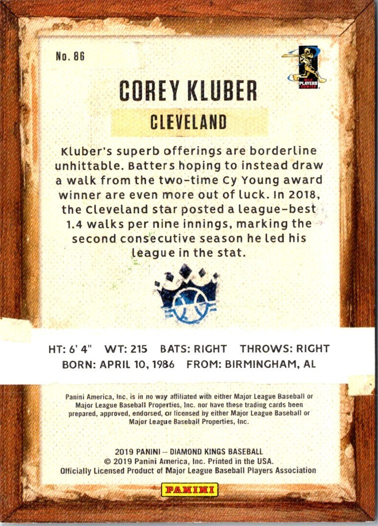 2019 Panini Diamond Kings Corey Kluber