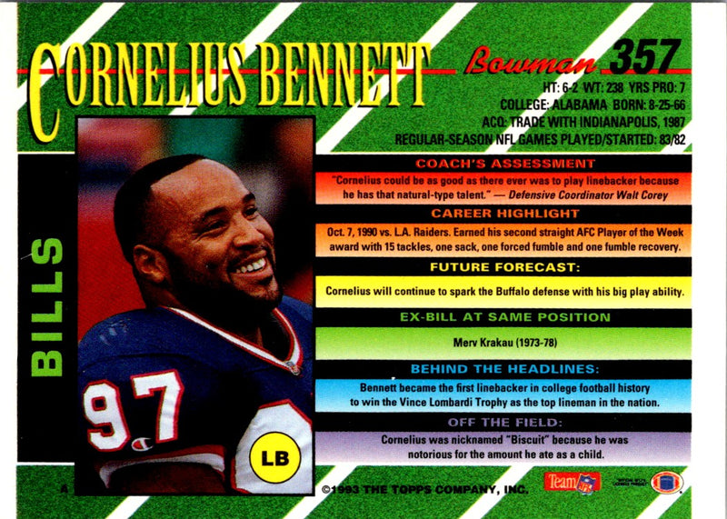 1993 Bowman Cornelius Bennett