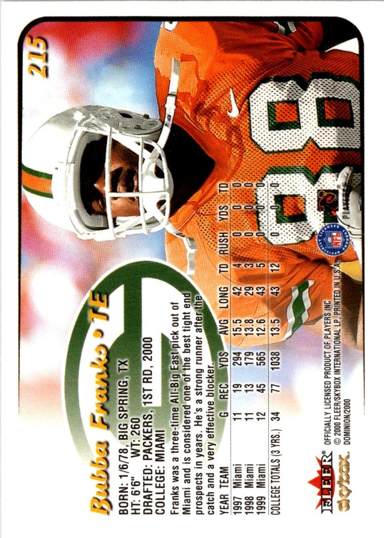 2000 SkyBox Dominion Bubba Franks