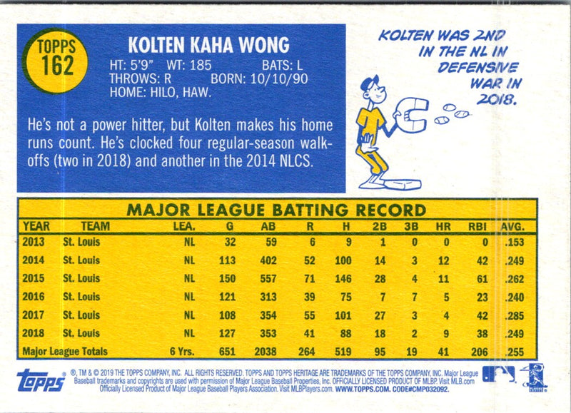 2019 Topps Heritage Kolten Wong