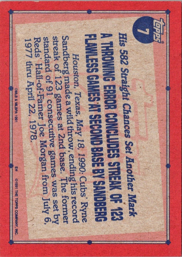 1991 Topps Woolworth Baseball Highlights Ryne Sandberg