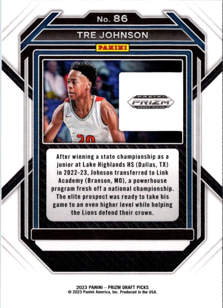 2023 Panini Prizm Draft Picks Tre Johnson