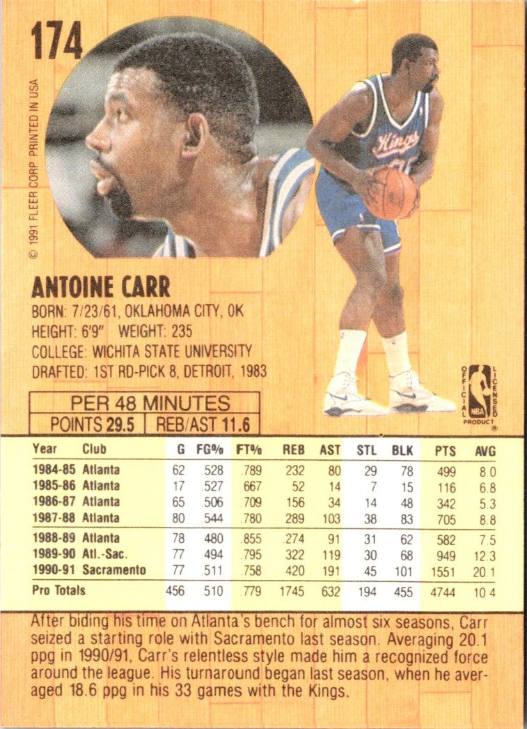 1991 Fleer Antoine Carr