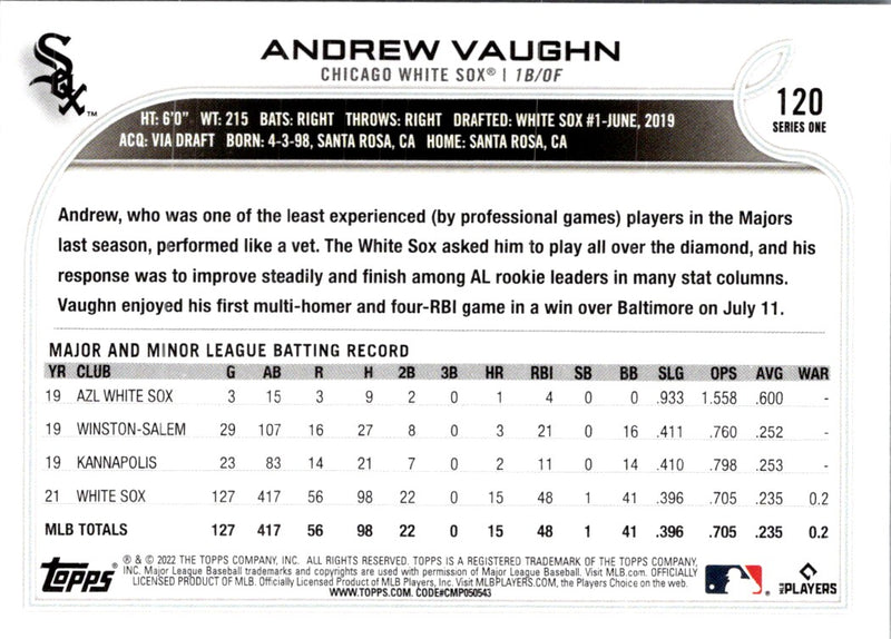 2022 Topps Gold Stars Andrew Vaughn