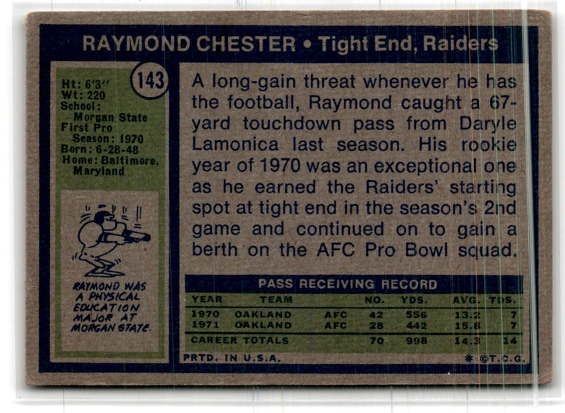 1972 Topps Raymond Chester