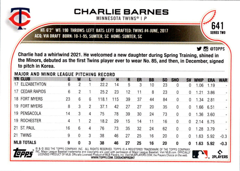 2022 Topps Charlie Barnes