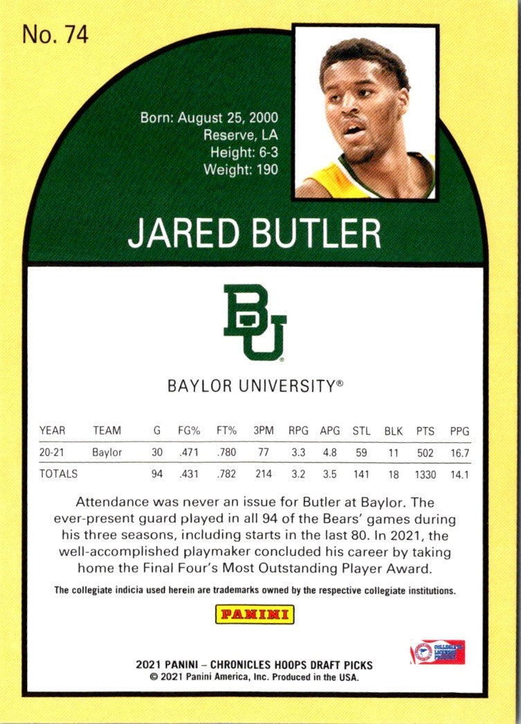 2021 Panini Chronicles Draft Picks Green Jared Butler