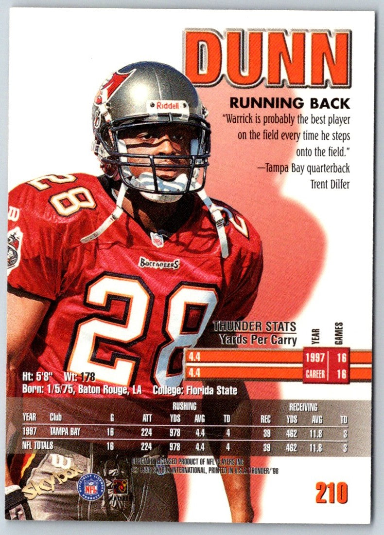 1998 SkyBox Thunder Warrick Dunn