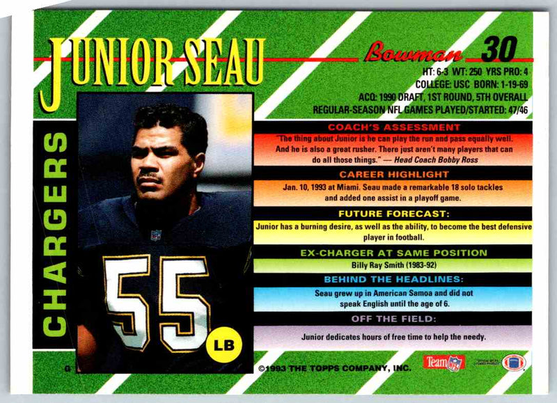 1993 Bowman Football Junior Seau