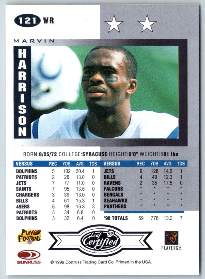 1999 Leaf Certified Marvin Harrison