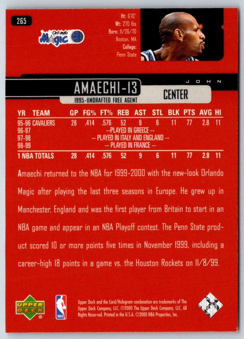 1999 Upper Deck John Amaechi