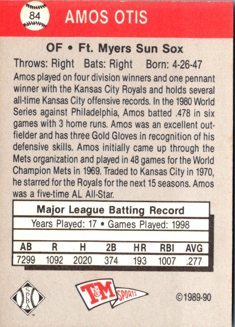 1989 T&M Senior League Amos Otis