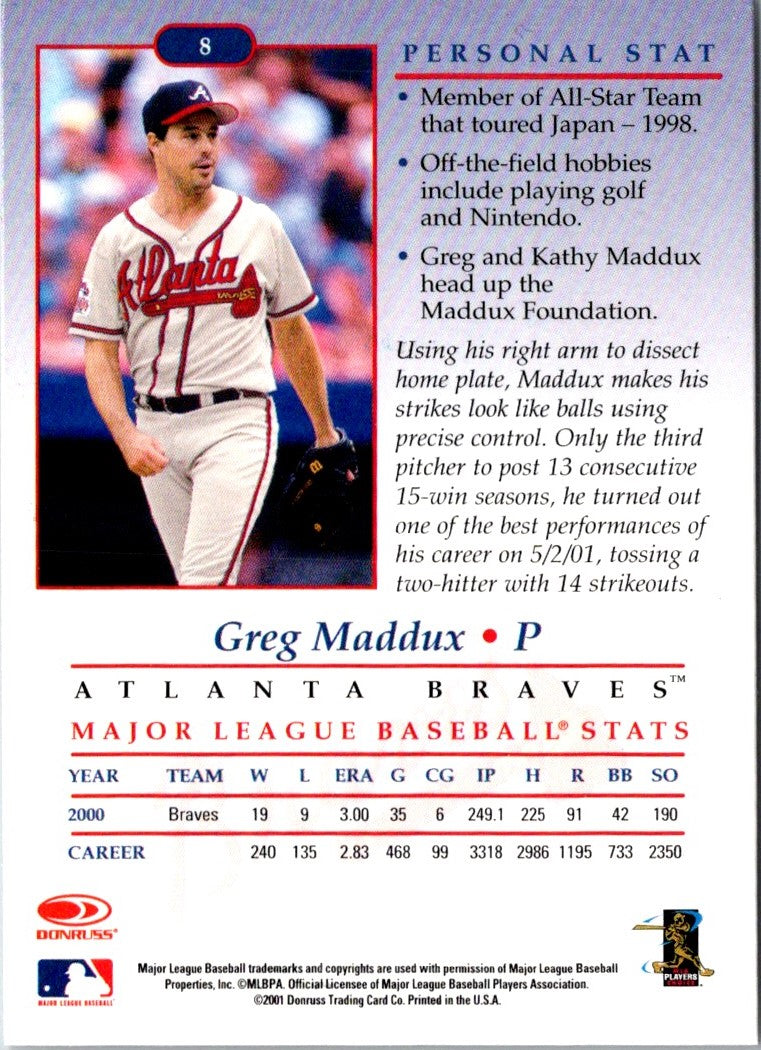 2001 Donruss Greg Maddux