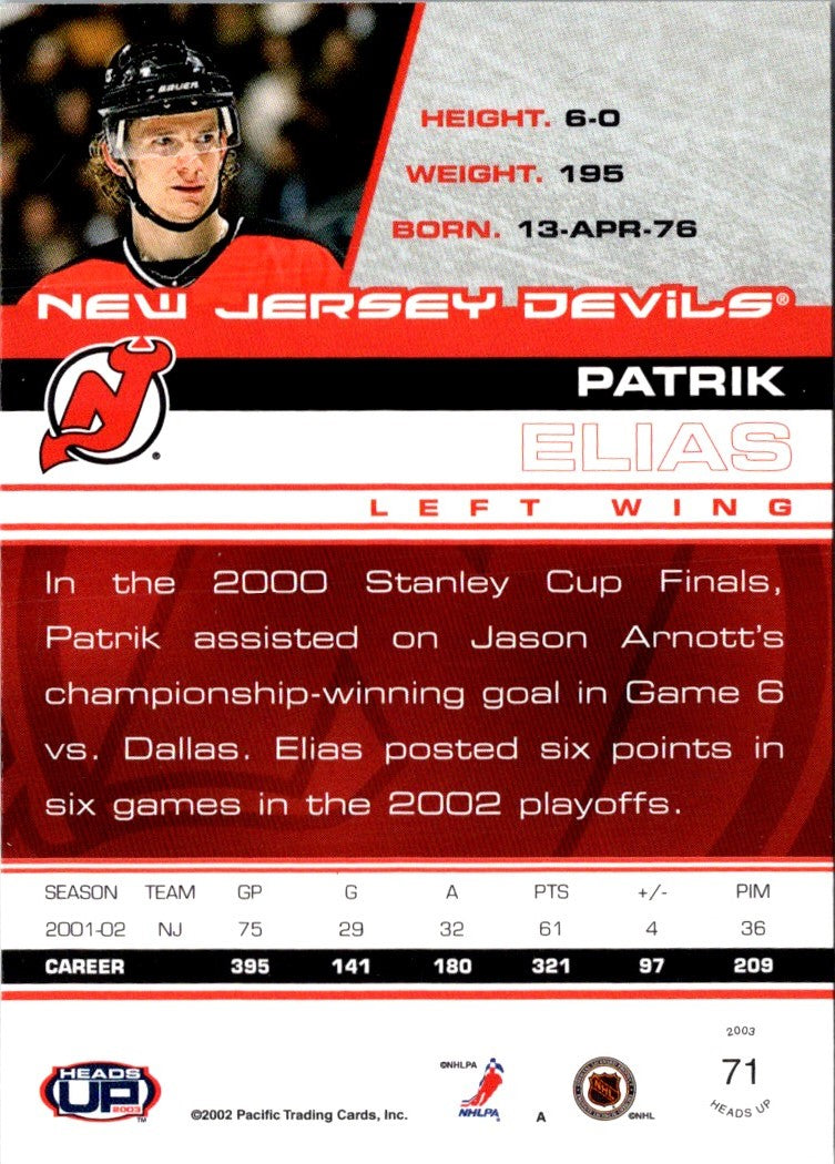 2002 Pacific Heads Up Patrik Elias