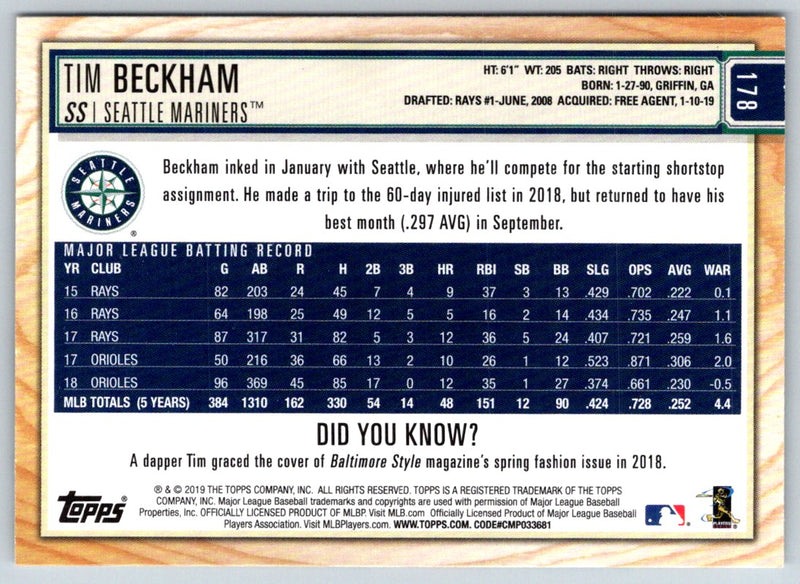 2019 Topps Big League Tim Beckham