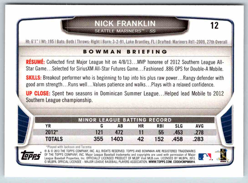 2014 Bowman Nick Franklin