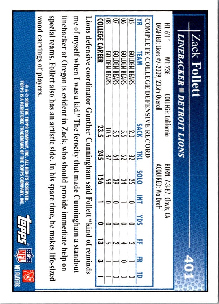 2009 Topps Zack Follett