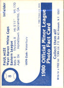 1980 TCMA West Haven White Caps Paul Mize
