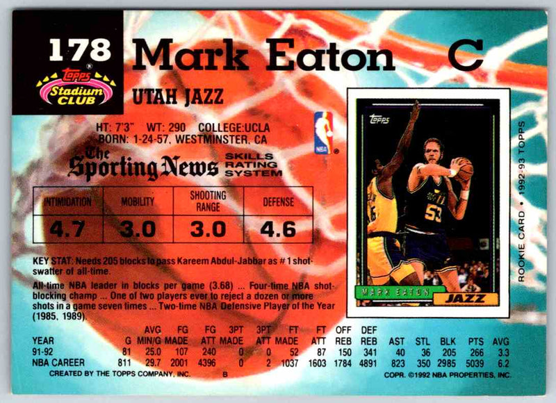 1992 Stadium Club Mark Eaton