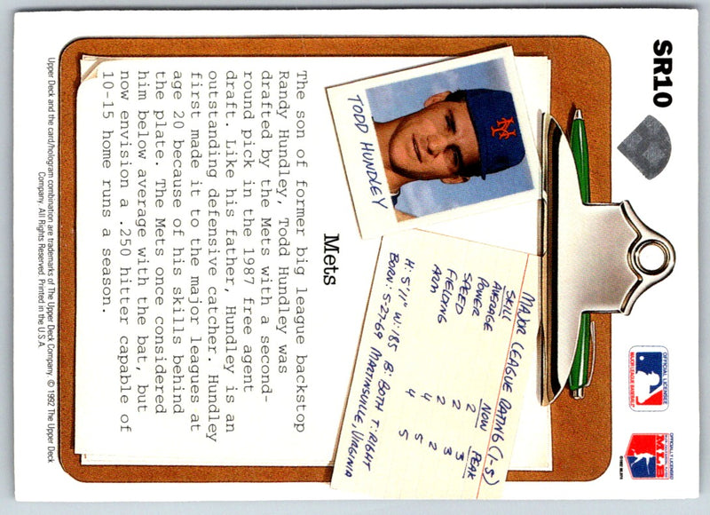 1992 Upper Deck Scouting Report Todd Hundley