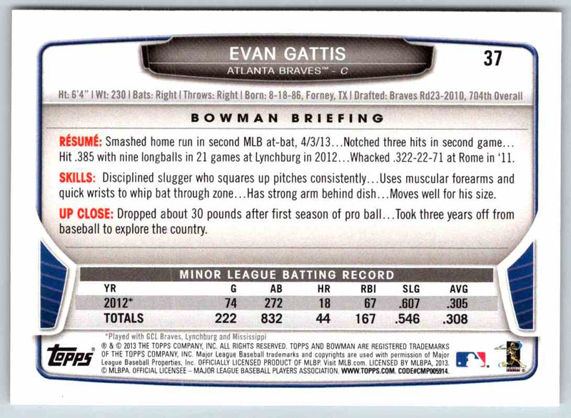 2014 Bowman Evan Gattis