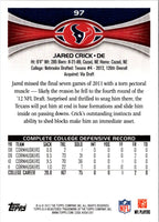 2012 Topps Jared Crick #97 Rookie