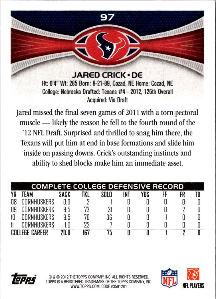 2012 Topps Jared Crick