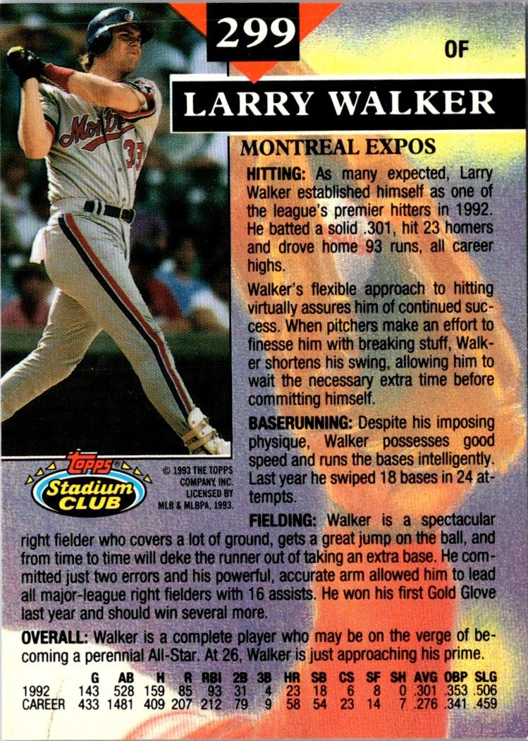 1993 Stadium Club Larry Walker