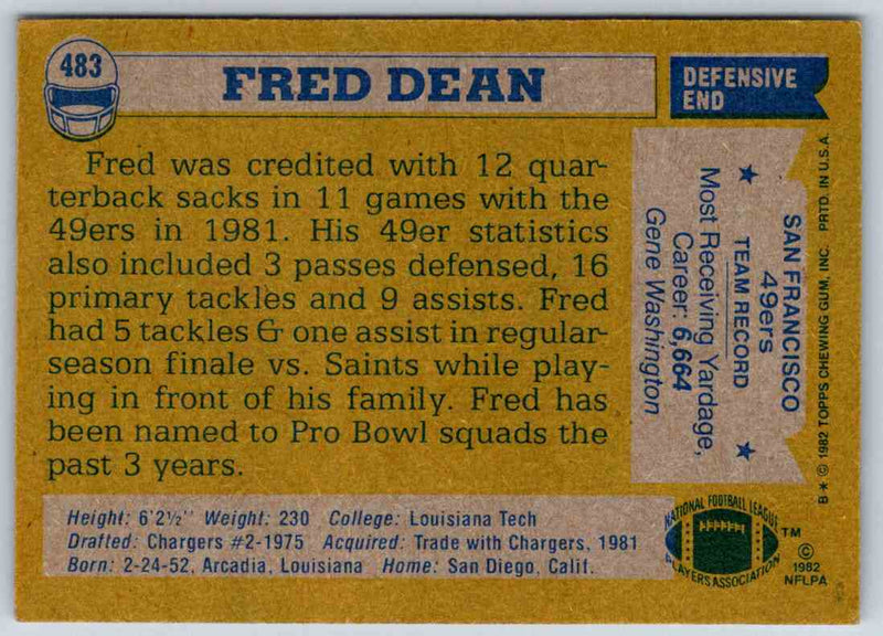 1982 Topps Fred Dean