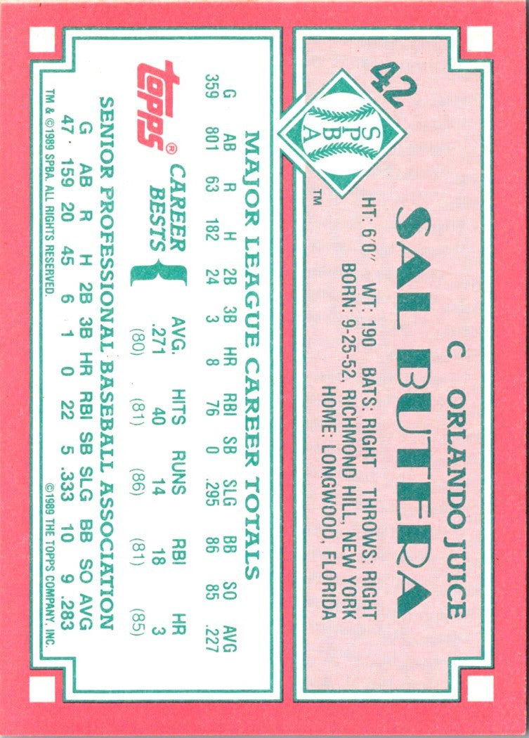 1989 Topps Senior League Sal Butera