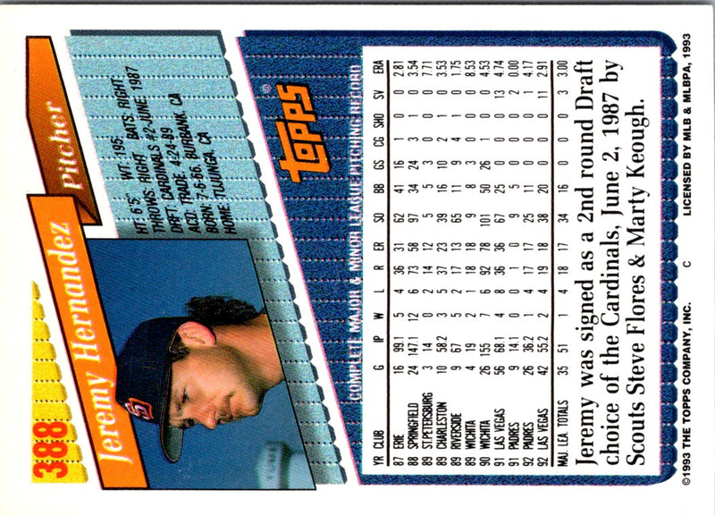 1993 Topps Jeremy Hernandez