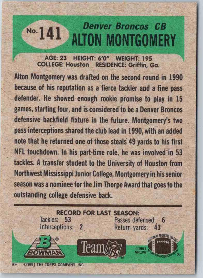 1991 Bowman Football Alton Montgomery