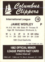 1982 TCMA Columbus Clippers Jamie Werly #10