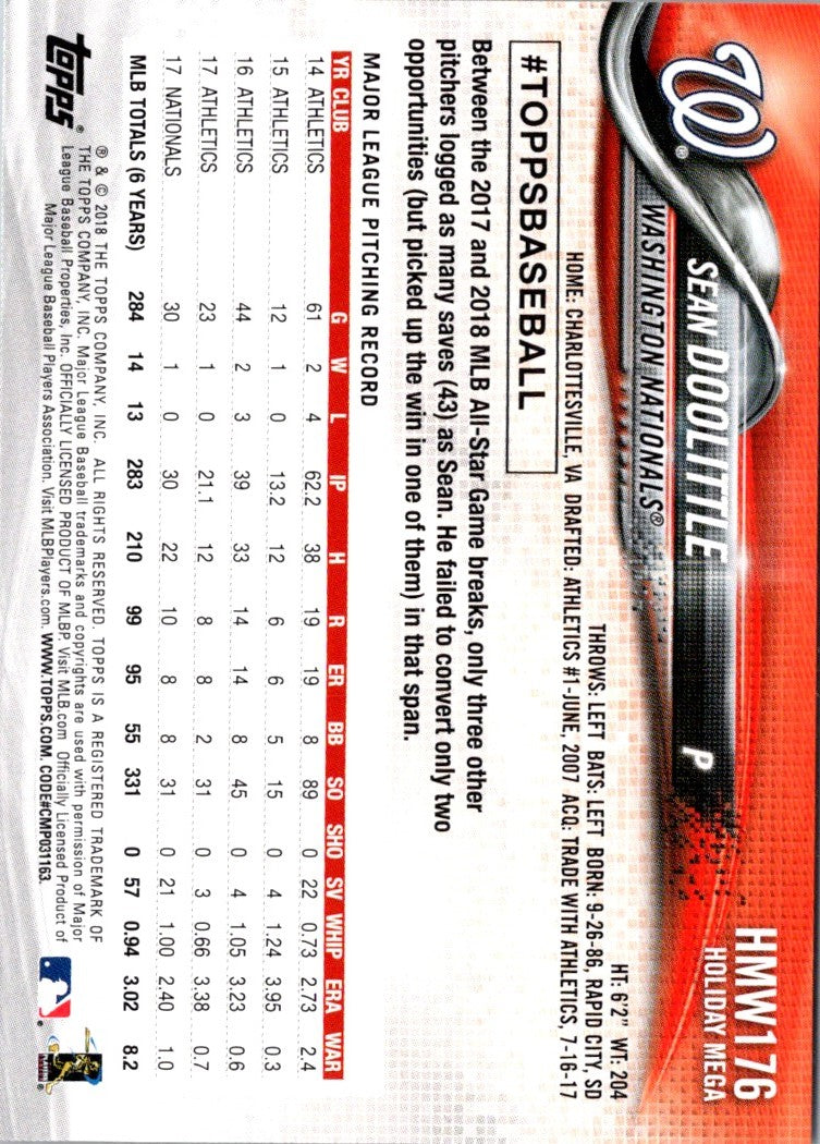 2018 Topps Holiday Sean Doolittle