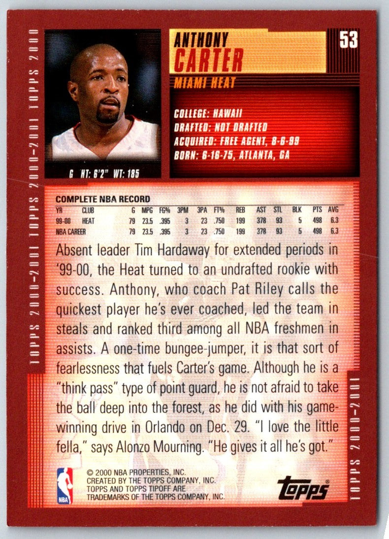 2000 Topps Tipoff Anthony Carter