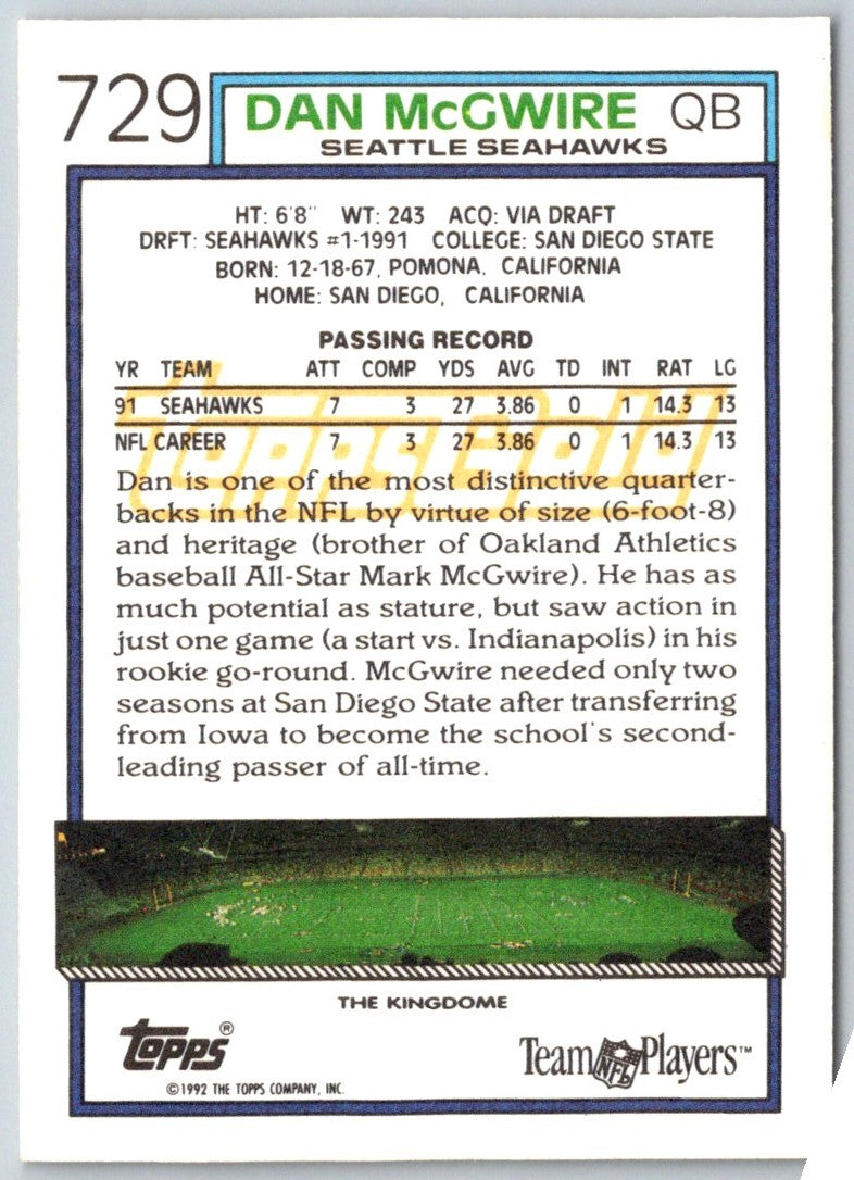 1992 Topps Dan McGwire