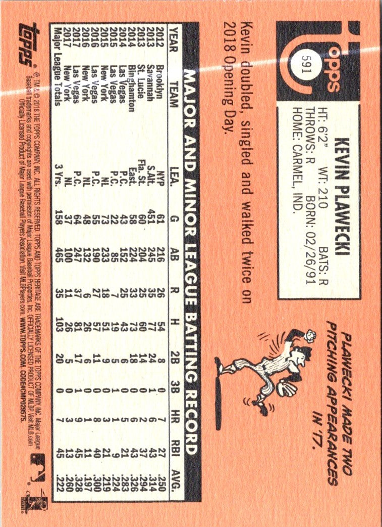 2018 Topps Heritage Kevin Plawecki