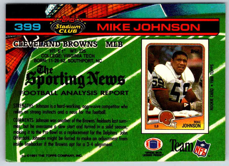 1991 Topps Stadium Club Football Mike Johnson