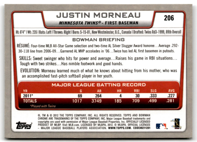 2012 Bowman Chrome Justin Morneau