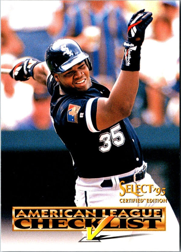 1995 Select Certified Checklists Checklist Frank Thomas #2