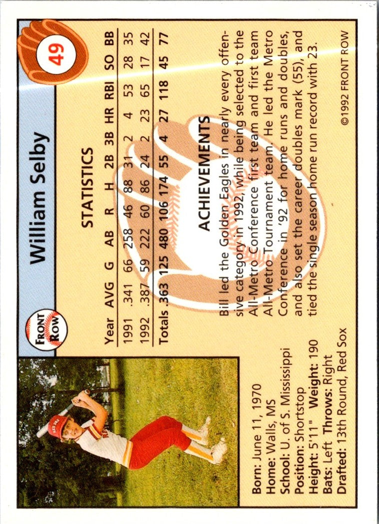 1992 Front Row Draft Picks Bill Selby