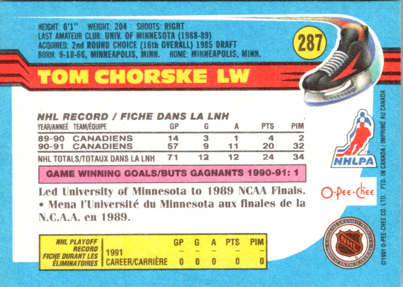 1991 O-Pee-Chee Tom Chorske