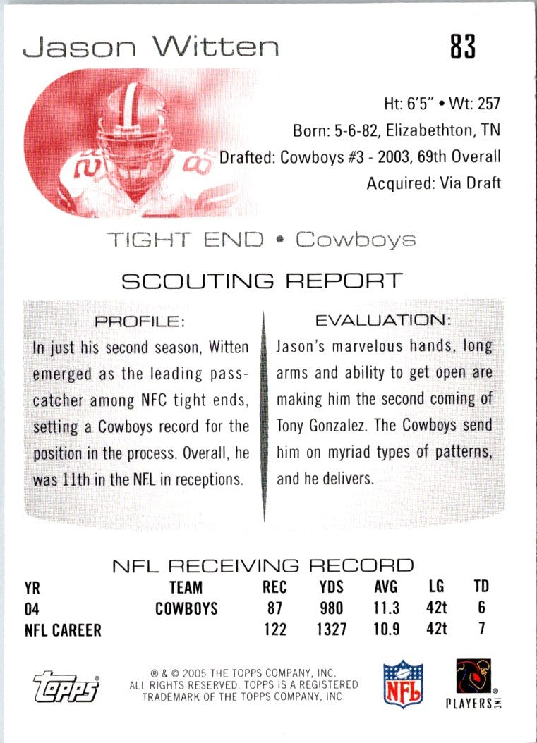 2005 Topps Draft Picks & Prospects Jason Witten