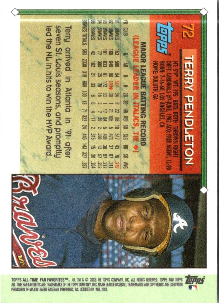 2003 Topps All-Time Fan Favorites Terry Pendleton